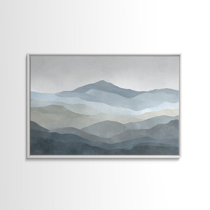 Simple Mountain Layers Framed Canvas Print, Waiting Room Art, Landscape, Waiting Room Decor, Watercolor Art, Calm, WRA-3x2-90