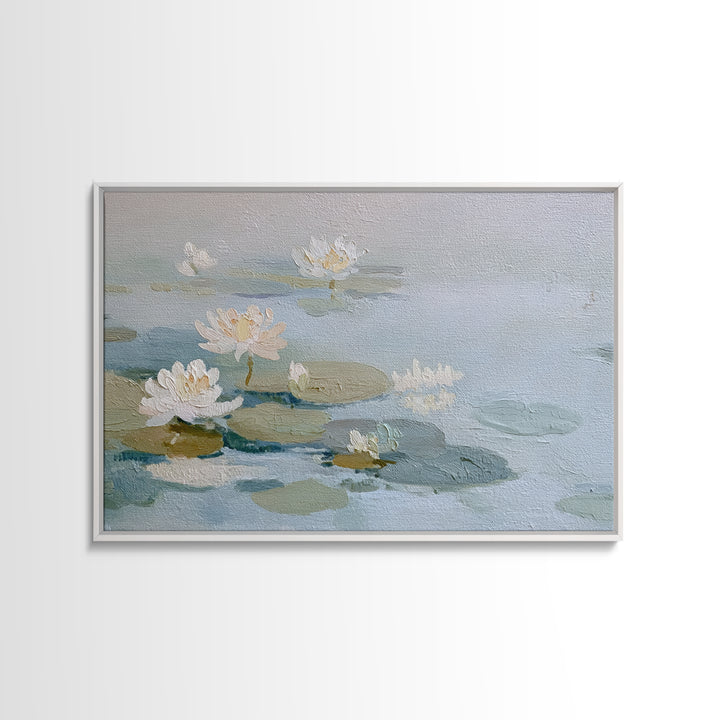 Lotus Flower on Still Water Framed Canvas Print, Waiting Room Art, Art, Waiting Room Decor, Watercolor Art, Calm, Bauhaus Print, WRA-3x2-91