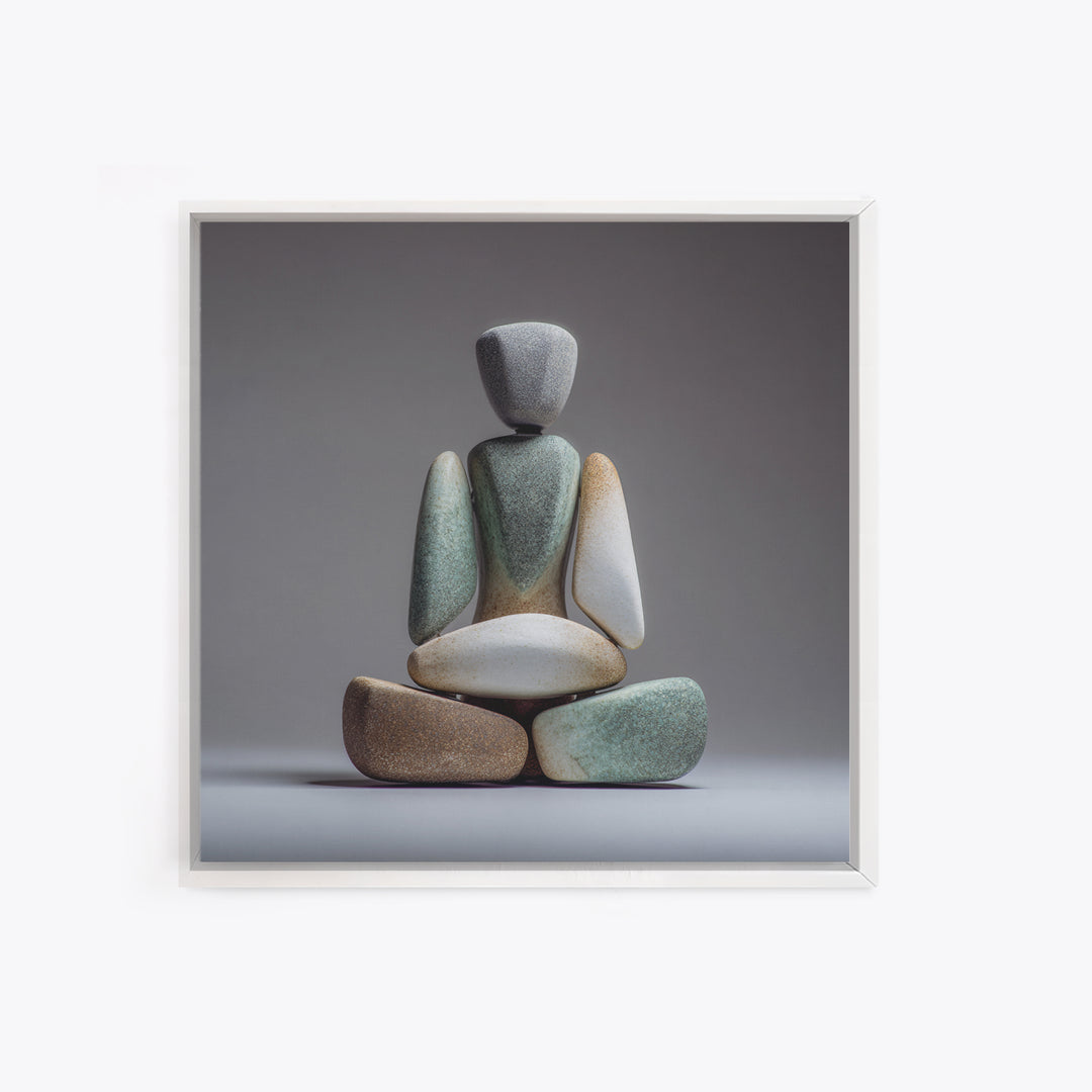Seated Meditation Figure Canvas Print, Yoga Studio Art, Neutral Decor, Yoga Studio Decor, Oil Painting, Balance, Home Decor, YSA-1x1-49