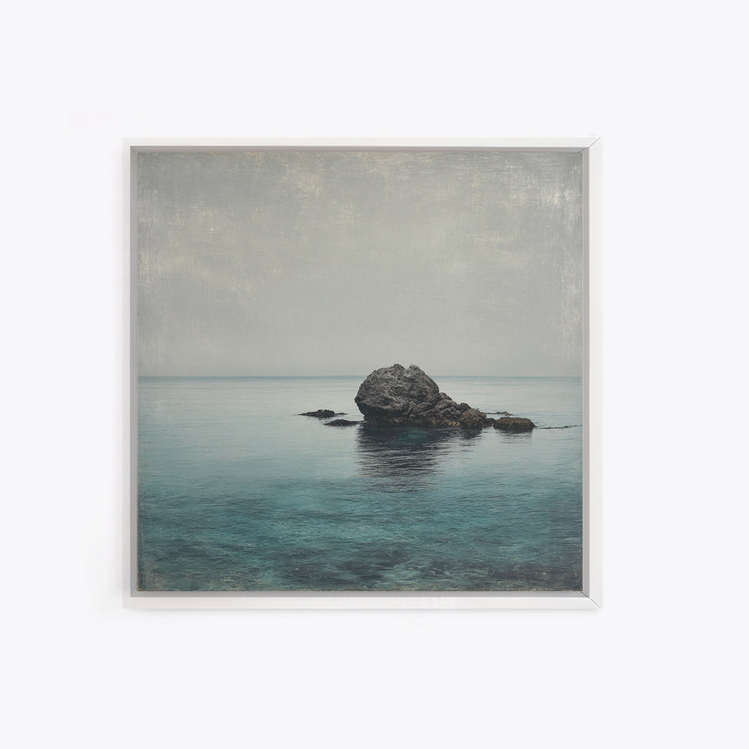 Ocean Horizon with Meditative Stillness Framed Canvas Print, Yoga Studio Art, Mandala Wall Art, Yoga Studio Decor, Balance, YSA-1x1-64