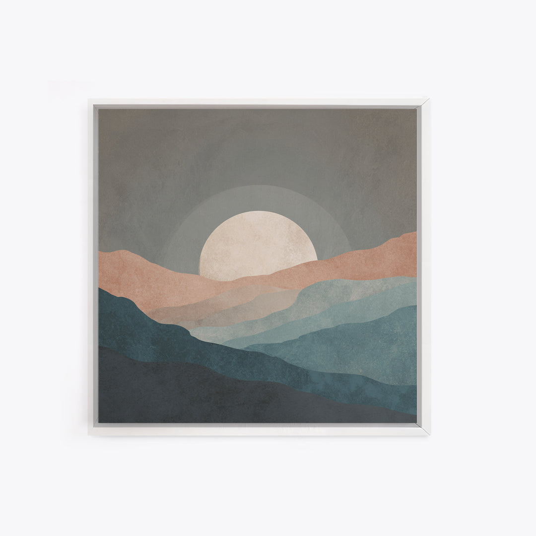 Moon Phase Arc Above Mountain Silhouette Canvas Print, Yoga Studio Art, Room Decor, Yoga Studio Decor, Fine Art, Balance, YSA-1x1-77