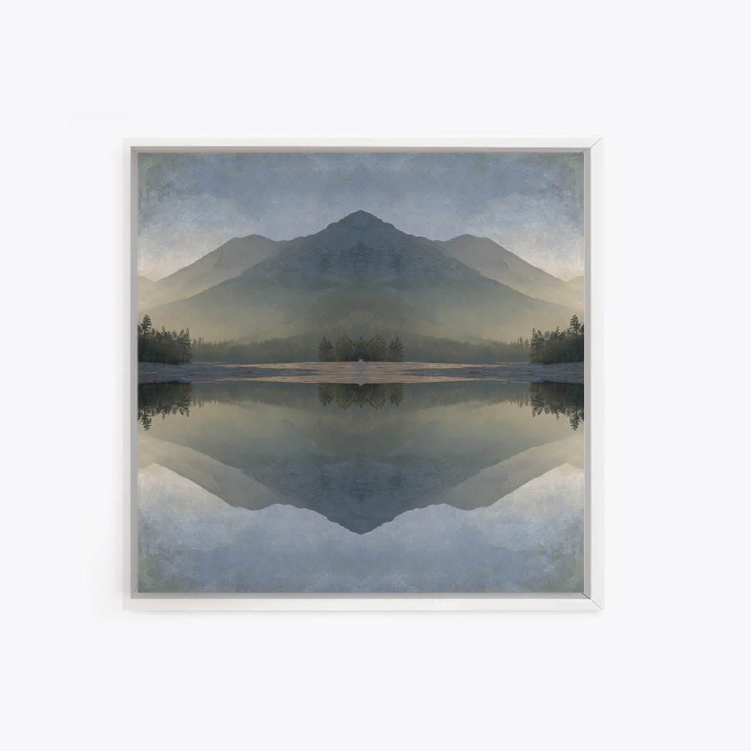 Sunrise Mountain Lake Reflection Canvas Print, Yoga Studio Art, Southwest Decor, Yoga Studio Decor, Fine Art, Balance, YSA-1x1-92