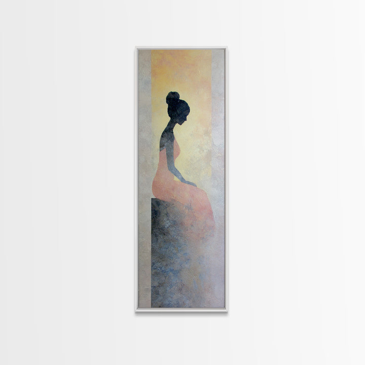Soft Watercolor Aura Around Seated Figure Canvas Print, Yoga Studio Art, Wall Art, Yoga Studio Decor, Fine Art, Balance, YSA-1x3-35