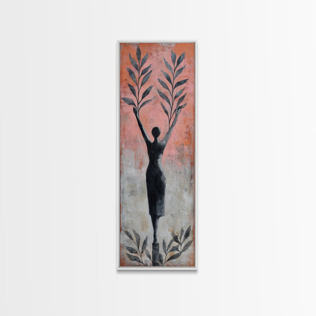 Tree Pose Figure Canvas Print, Yoga Studio Art, Zen Home Decor, Yoga Studio Decor, Oil Painting, Balance, Room Decor, YSA-1x3-42