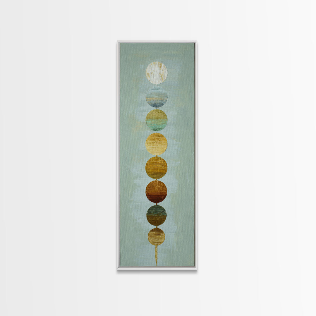 Chakra Color Circles Framed Canvas Print, Yoga Studio Art, Boho Wall Hanging, Yoga Studio Decor, Fine Art, Balance, YSA-1x3-50