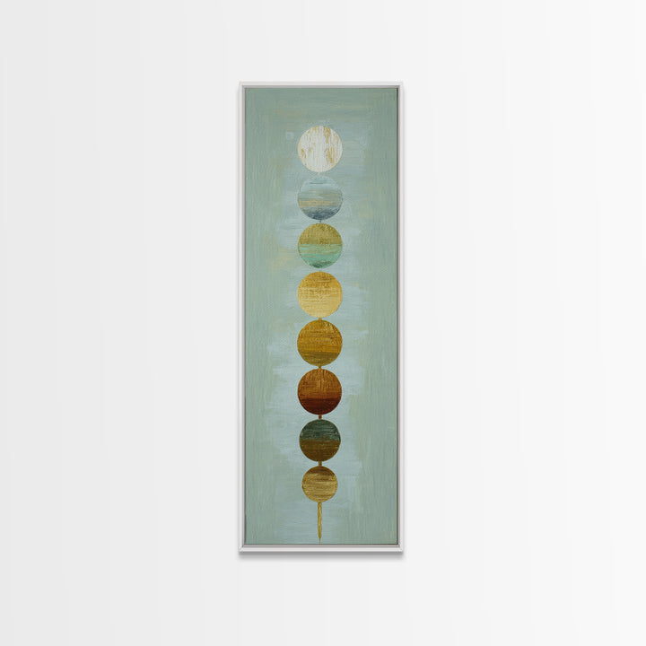 Chakra Color Circles Framed Canvas Print, Yoga Studio Art, Boho Wall Hanging, Yoga Studio Decor, Fine Art, Balance, YSA-1x3-50