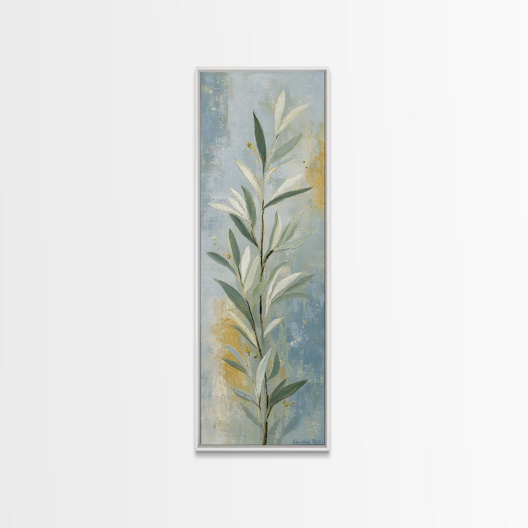 Sage Green Botanical Branch Study Framed Canvas Print, Yoga Studio Art, Neutral Decor, Yoga Studio Decor, Fine Art, Balance, YSA-1x3-53