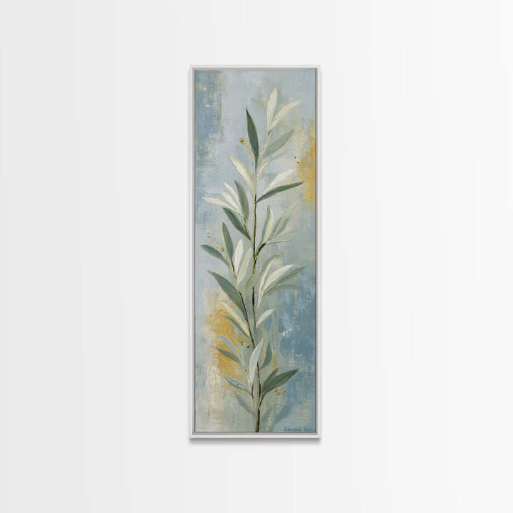 Sage Green Botanical Branch Study Framed Canvas Print, Yoga Studio Art, Neutral Decor, Yoga Studio Decor, Fine Art, Balance, YSA-1x3-53