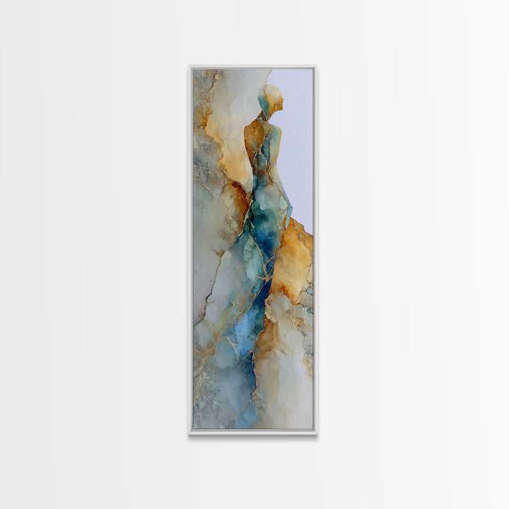 Soft Watercolor Aura Around Seated Figure Canvas Print, Yoga Studio Art, African American Art, Yoga Studio Decor, Balance, YSA-1x3-59