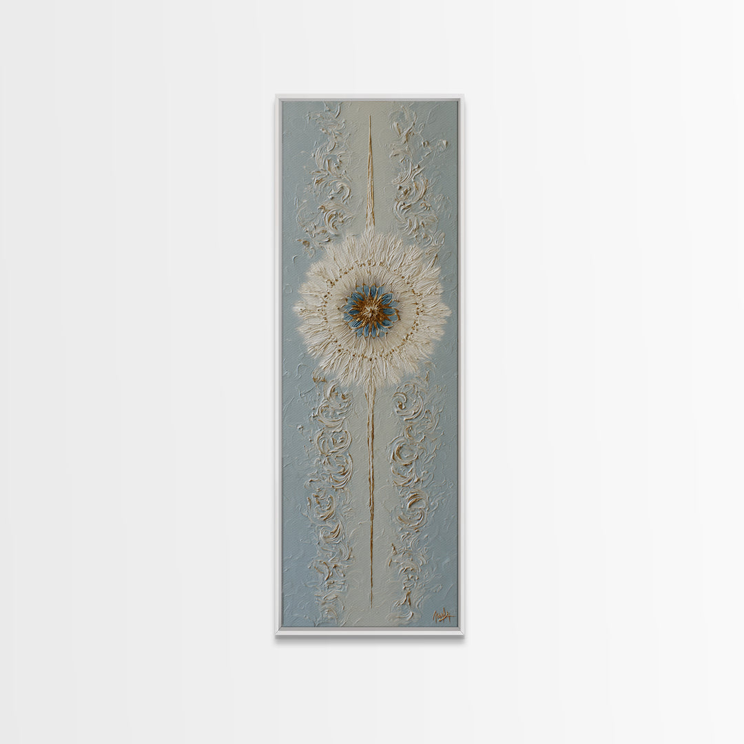Mandala in Soft Earth Tones Framed Canvas Print, Yoga Studio Art, Boho Decor, Yoga Studio Decor, Oil Painting, Balance, YSA-1x3-69