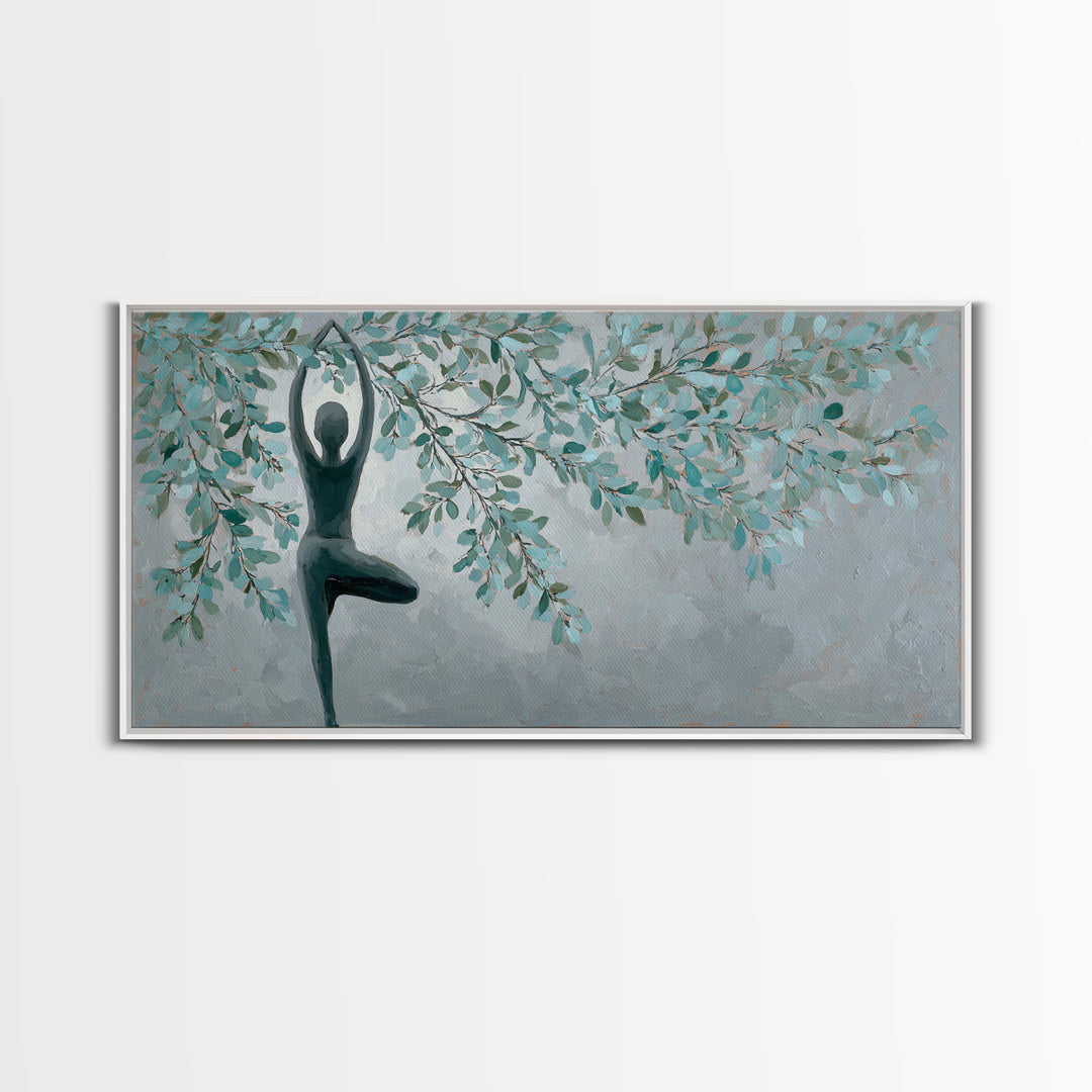 Tree Pose Figure Canvas Print, Yoga Studio Art, Boho Decor, Yoga Studio Decor, Balance, Bookshelf Decor, Printable Art, YSA-2x1-2