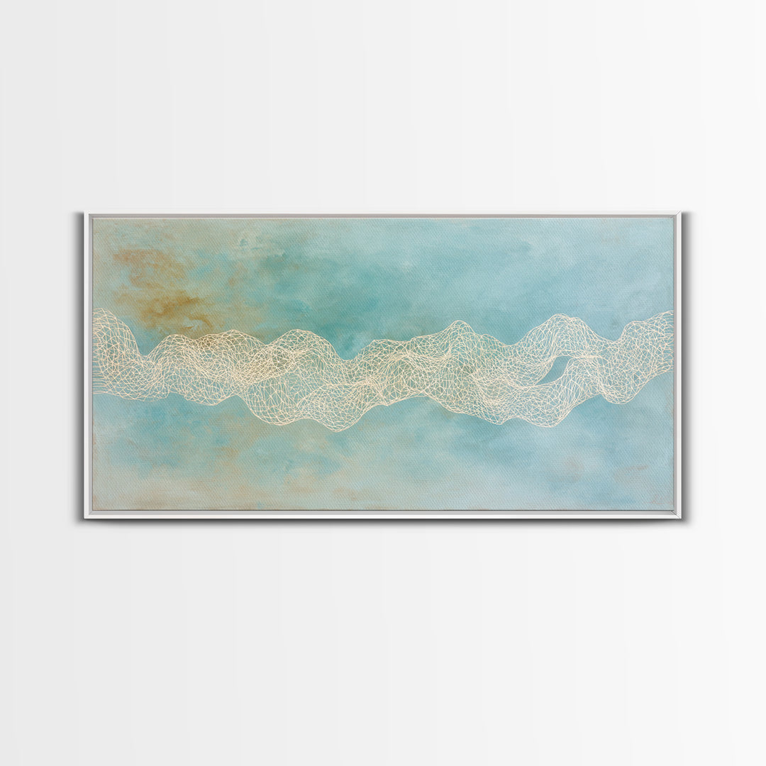 Abstract Breath Waves Framed Canvas Print, Yoga Studio Art, Minimalist Wall Art, Yoga Studio Decor, Fine Art, Balance, YSA-2x1-3