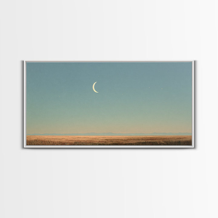 Crescent Moon and Stars Canvas Print, Yoga Studio Art, Room Decor, Yoga Studio Decor, Oil Painting, Balance, Wall Art Print, YSA-2x1-62