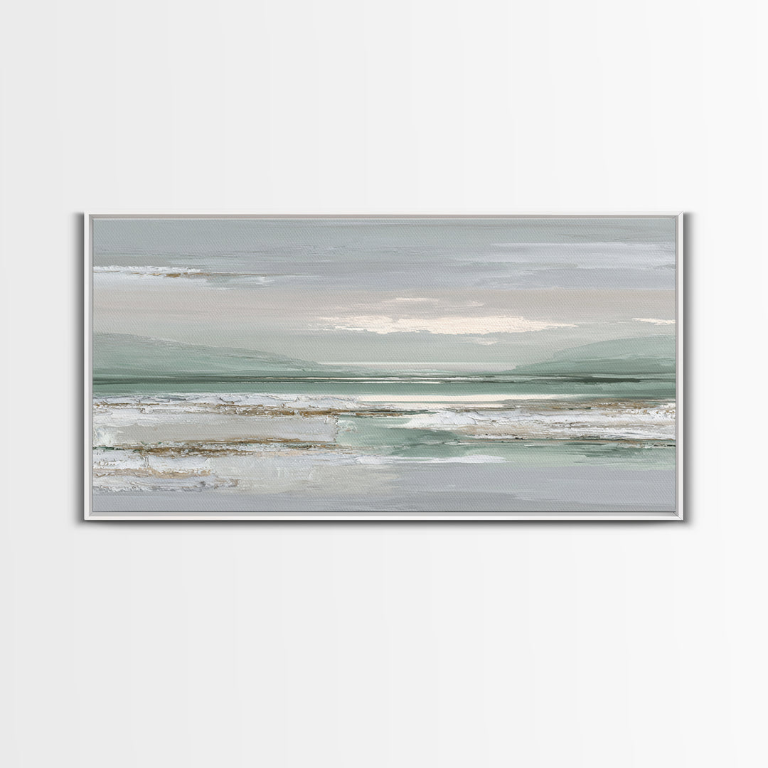Peaceful Desert Horizon Framed Canvas Print, Yoga Studio Art, Nature Prints, Yoga Studio Decor, Oil Painting, Balance, YSA-2x1-80