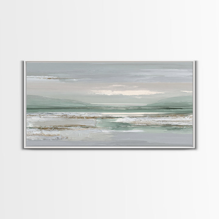 Peaceful Desert Horizon Framed Canvas Print, Yoga Studio Art, Nature Prints, Yoga Studio Decor, Oil Painting, Balance, YSA-2x1-80