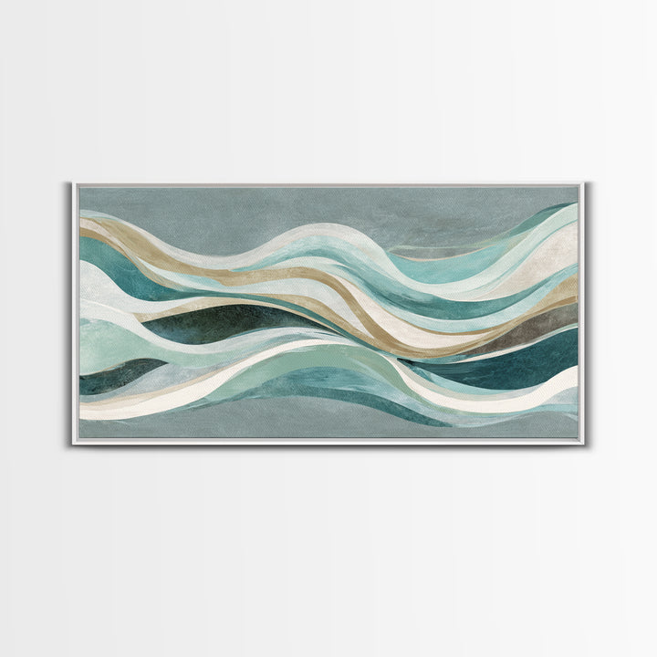 Abstract Breath Waves Framed Canvas Print, Yoga Studio Art, Large Wall Decor, Yoga Studio Decor, Abstract Art, Balance, YSA-2x1-99