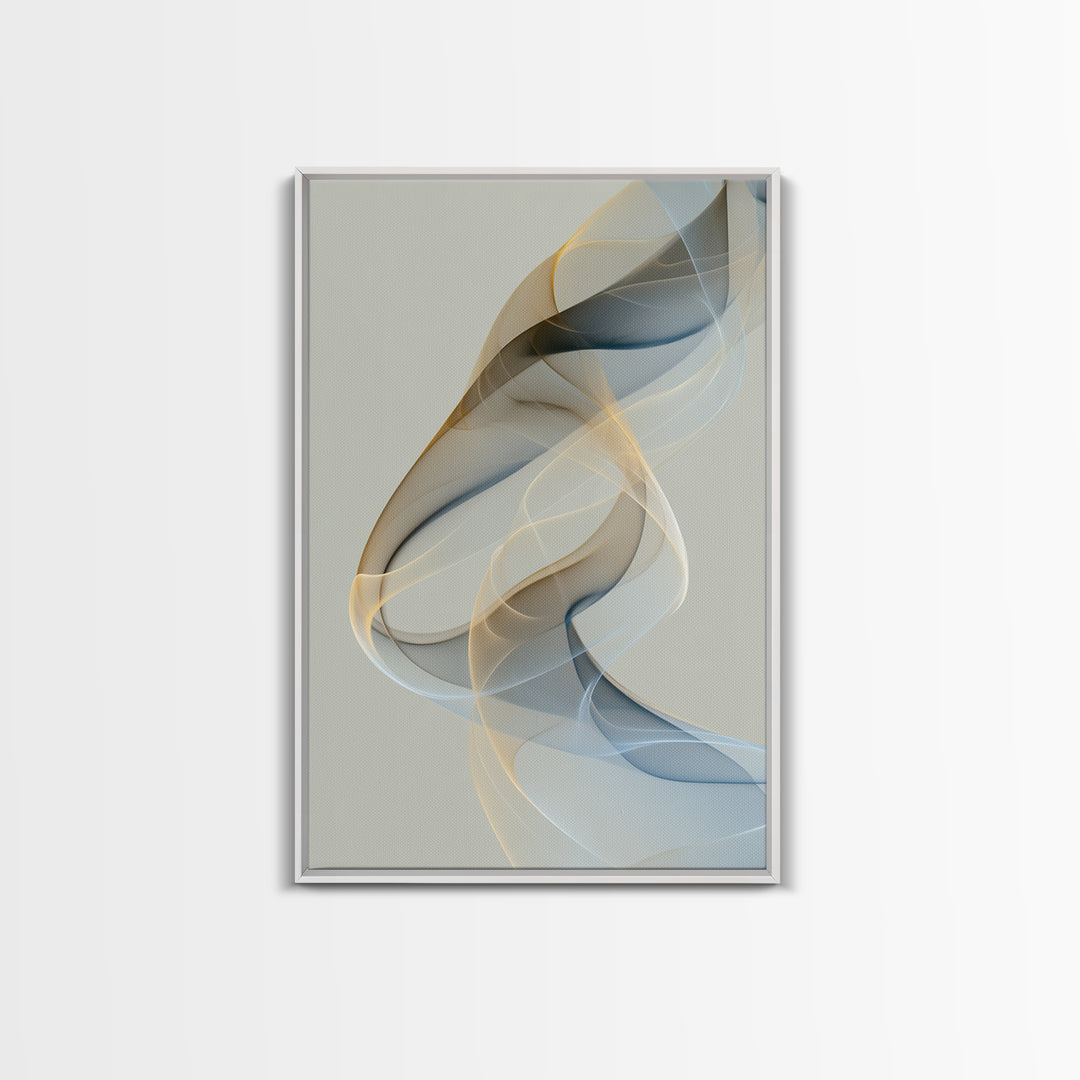 Incense Smoke Forming Abstract Curves Framed Canvas Print, Yoga Studio Art, Living Room Decor, Yoga Studio Decor, Abstract Art, YSA-2x3-53