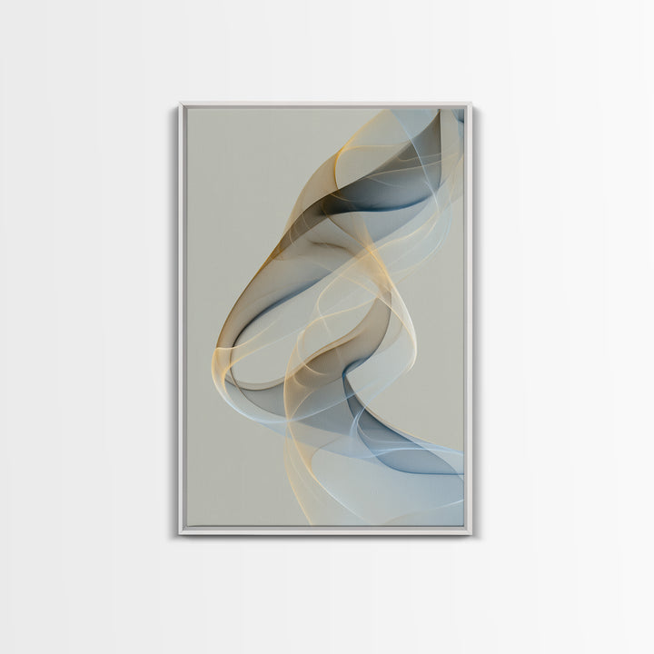 Incense Smoke Forming Abstract Curves Framed Canvas Print, Yoga Studio Art, Living Room Decor, Yoga Studio Decor, Abstract Art, YSA-2x3-53
