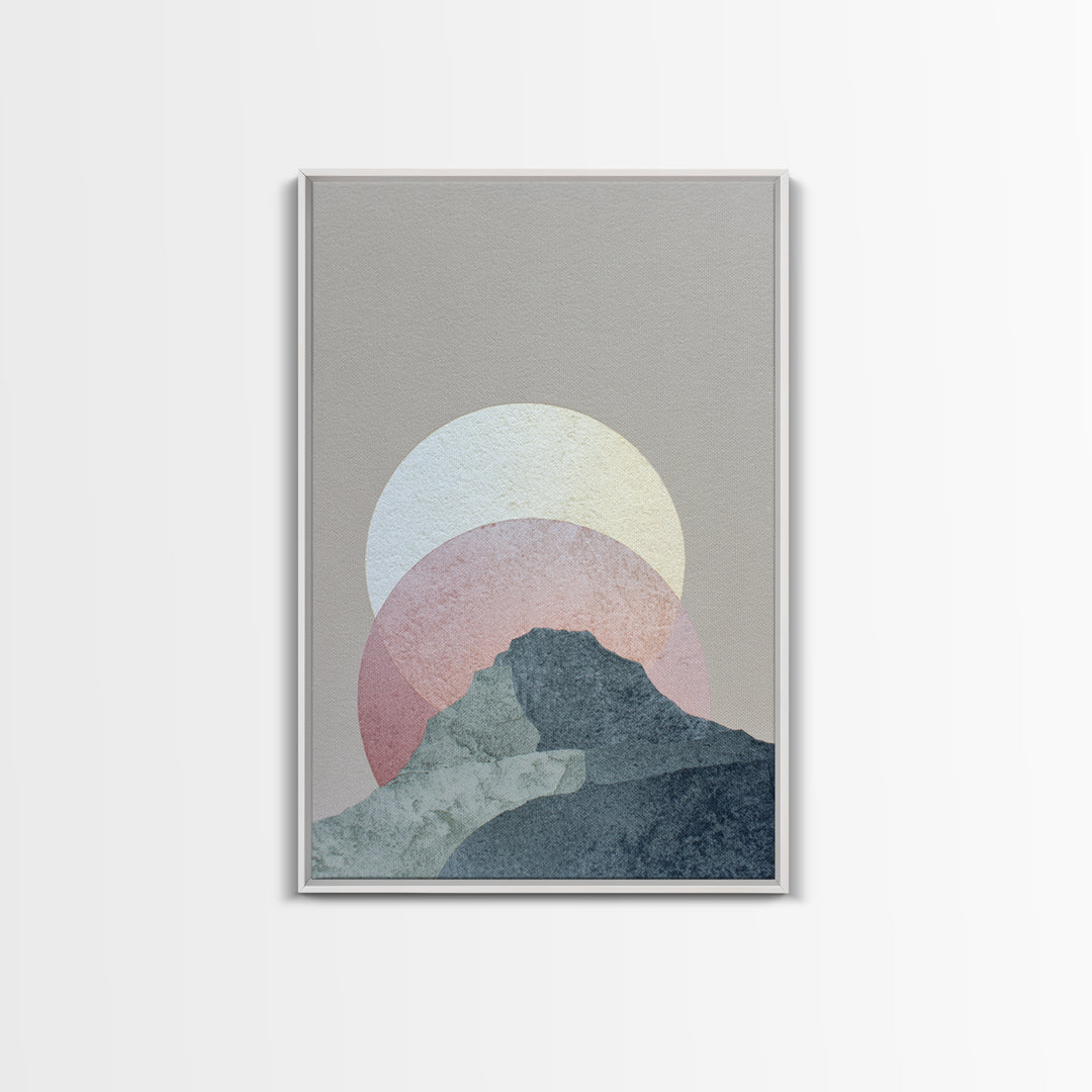 Moon Phase Arc Above Mountain Silhouette Canvas Print, Yoga Studio Art, Living Room Wall Art, Yoga Studio Decor, Balance, YSA-2x3-61