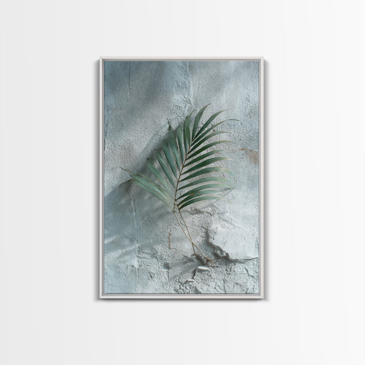Gentle Palm Leaf Shadow on Plaster Framed Canvas Print, Yoga Studio Art, Yoga Gift, Yoga Studio Decor, Watercolor Art, Balance, YSA-2x3-8