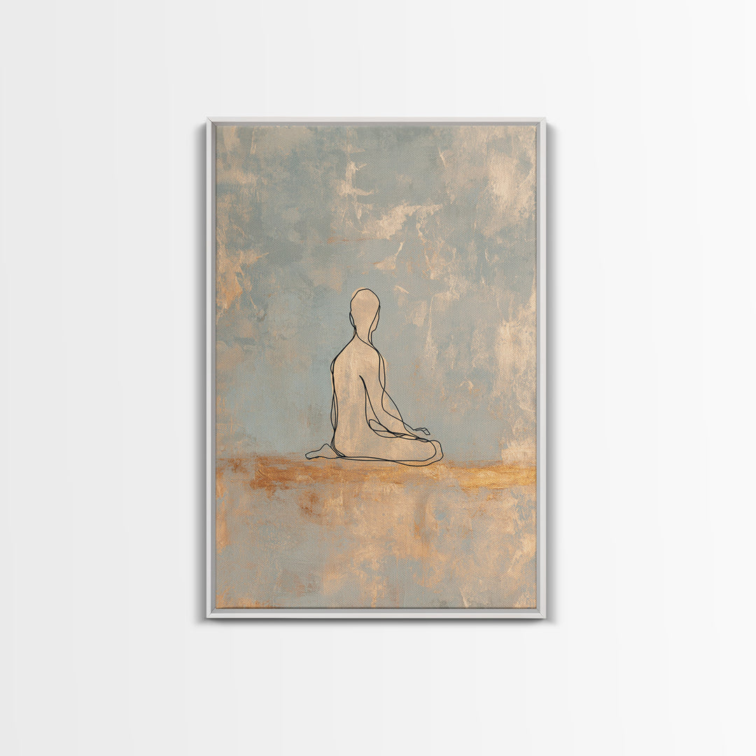 Minimal Yoga Pose Line Drawing Canvas Print, Yoga Studio Art, Bookshelf Decor, Yoga Studio Decor, Abstract Art, Balance, YSA-2x3-82
