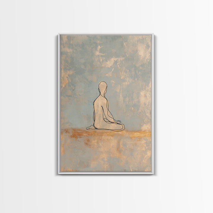 Minimal Yoga Pose Line Drawing Canvas Print, Yoga Studio Art, Bookshelf Decor, Yoga Studio Decor, Abstract Art, Balance, YSA-2x3-82