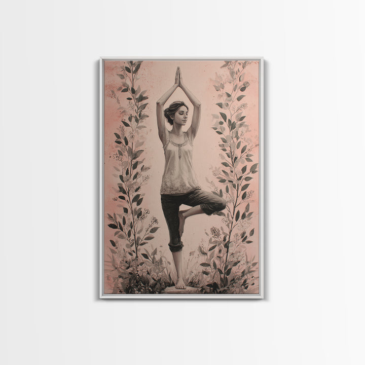Tree Pose Figure Canvas Print, Yoga Studio Art, Printable Art, Yoga Studio Decor, Fine Art, Balance, Art Nouveau Decor, YSA-2x3-86
