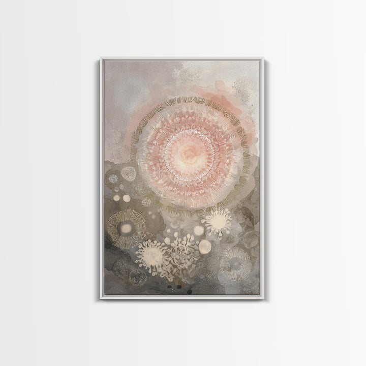 Mandala in Soft Earth Tones Framed Canvas Print, Yoga Studio Art, Wall Art Printable, Yoga Studio Decor, Watercolor Art, YSA-2x3-89