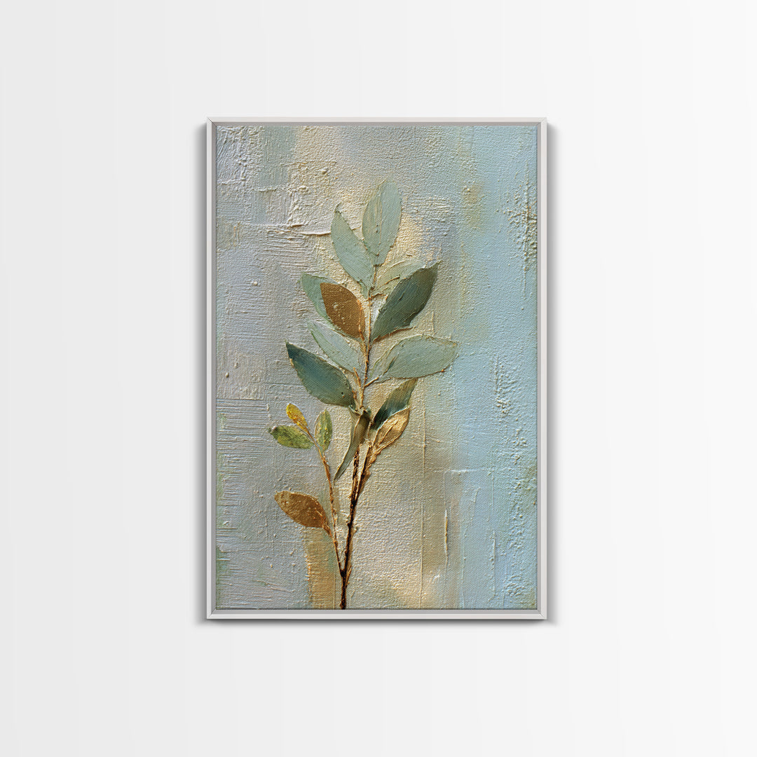Sage Green Botanical Branch Study Framed Canvas Print, Yoga Studio Art, African American Art, Yoga Studio Decor, Watercolor Art, YSA-2x3-97