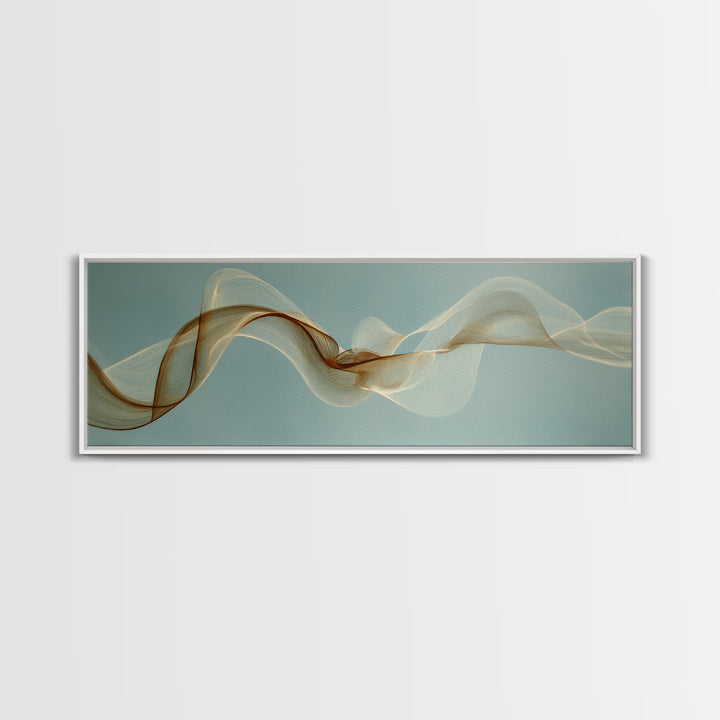 Incense Smoke Forming Abstract Curves Framed Canvas Print, Yoga Studio Art, Nature Prints, Yoga Studio Decor, Abstract Art, YSA-3x1-37
