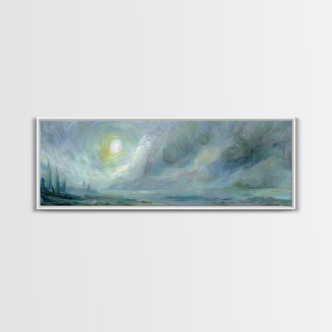 Crescent Moon and Stars Framed Canvas Print, Yoga Studio Art, Metal Wall Decor, Yoga Studio Decor, Fine Art, Balance, YSA-3x1-58