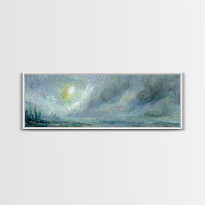 Crescent Moon and Stars Framed Canvas Print, Yoga Studio Art, Metal Wall Decor, Yoga Studio Decor, Fine Art, Balance, YSA-3x1-58