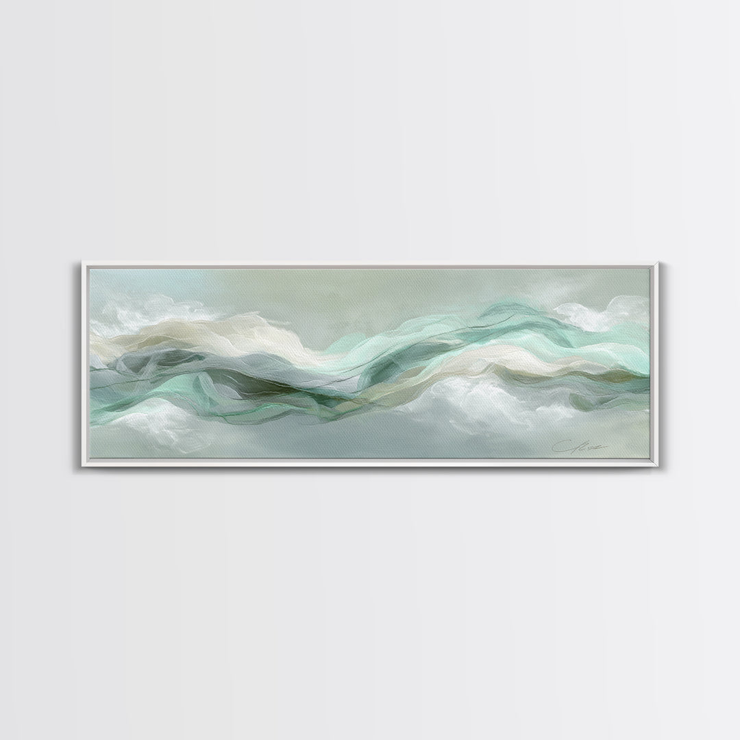 Abstract Breath Waves Canvas Print, Yoga Studio Art, Living Room Wall Art, Yoga Studio Decor, Balance, Black and White Art, YSA-3x1-71