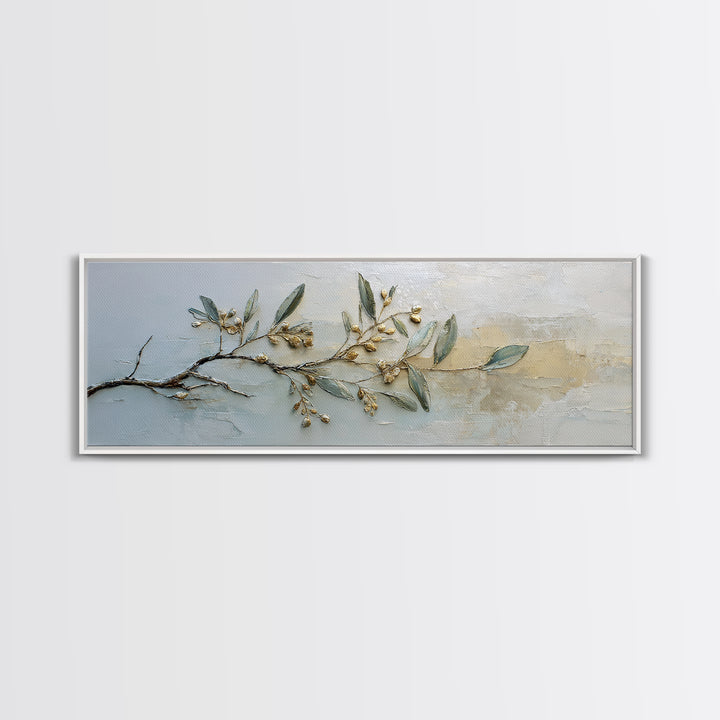 Sage Green Botanical Branch Study Framed Canvas Print, Yoga Studio Art, Bedroom Wall Art, Yoga Studio Decor, Fine Art, Balance, YSA-3x1-9