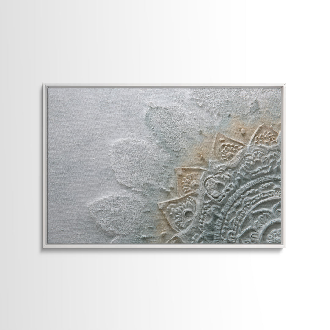 Mandala in Soft Earth Tones Canvas Print, Yoga Studio Art, Black and White Art, Yoga Studio Decor, Oil Painting, Balance, YSA-3x2-37