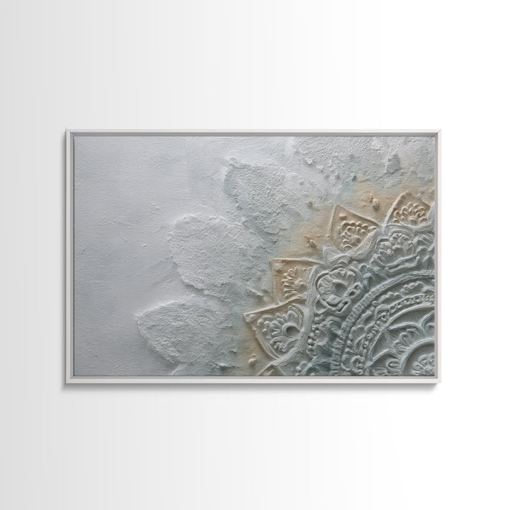 Mandala in Soft Earth Tones Canvas Print, Yoga Studio Art, Black and White Art, Yoga Studio Decor, Oil Painting, Balance, YSA-3x2-37