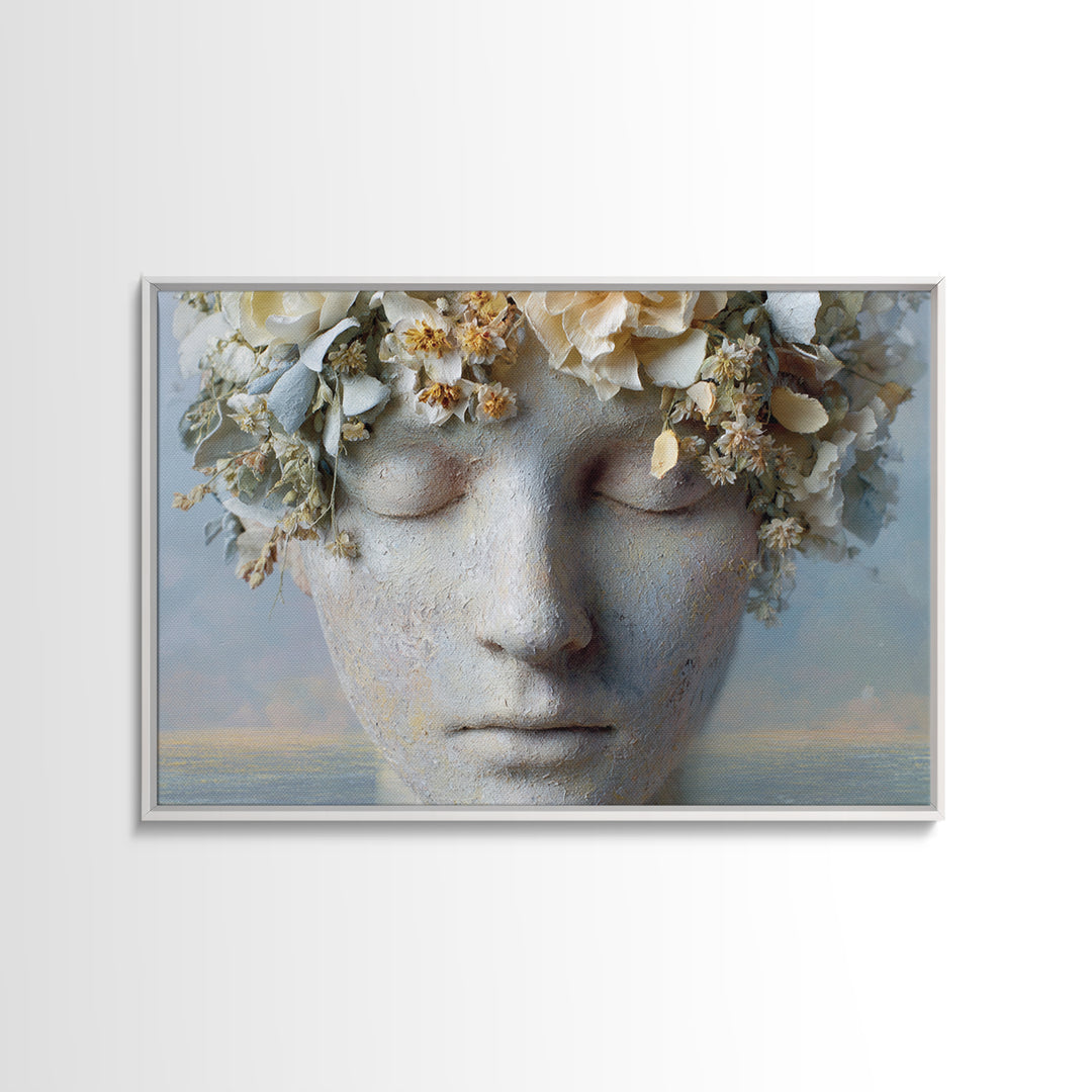 Closed Eye Face Framed Canvas Print, Yoga Studio Art, Boho Art, Yoga Studio Decor, Fine Art, Balance, Fine Art Print, YSA-3x2-41