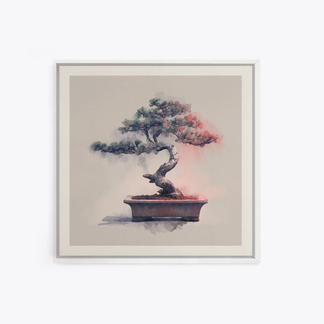 Bonsai Tree in Simple Ceramic Pot Framed Canvas Print, Zen Art, Wall Decor, Living Room Decor, Fine Art, Zen, Japanese Wall Art, ZEN-1x1-12