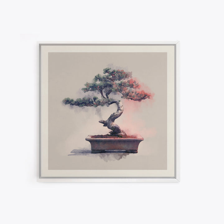 Bonsai Tree in Simple Ceramic Pot Framed Canvas Print, Zen Art, Wall Decor, Living Room Decor, Fine Art, Zen, Japanese Wall Art, ZEN-1x1-12