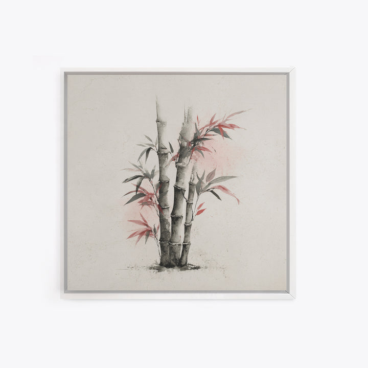 Bamboo Stalks in Sparse Ink Wash Framed Canvas Print, Zen Art, Flower Print, Living Room Decor, Fine Art, Zen, ZEN-1x1-2