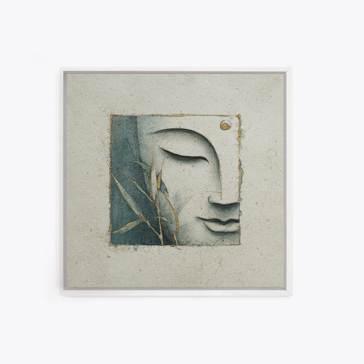 Calm Face with Closed Eyes and Simple Canvas Print, Zen Art, Japanese Decor, Living Room Decor, Fine Art, Zen, Luxury Decor, ZEN-1x1-22
