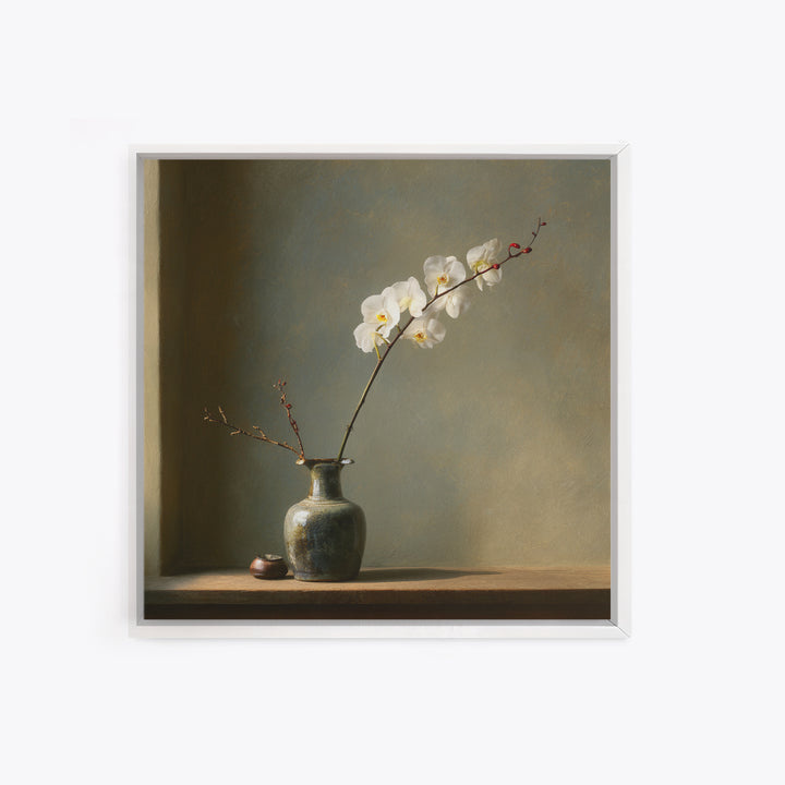 Single Orchid Stem Canvas Print, Zen Art, Living Room Decor, Fine Art, Zen, Japanese Decor, Flower Print, Neutral Wall Art, ZEN-1x1-23