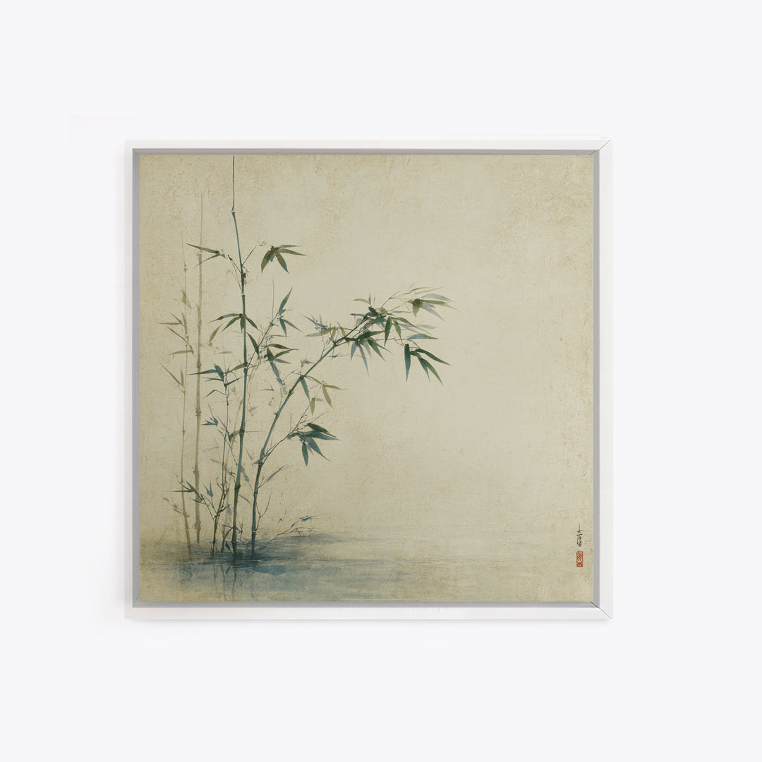 Bamboo Stalks in Sparse Ink Wash Canvas Print, Zen Art, Neutral Decor, Living Room Decor, Fine Art, Zen, Wall Decor, Art Print, ZEN-1x1-26