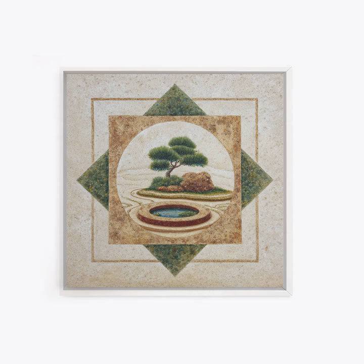 Raked Sand Garden Pattern from Above Framed Canvas Print, Zen Art, Artist, Living Room Decor, Watercolor Art, Zen, ZEN-1x1-6