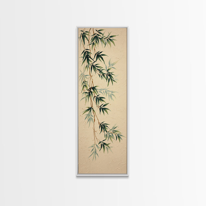 Minimal Bamboo Leaves Framed Canvas Print, Zen Art, Art Print, Living Room Decor, Fine Art, Zen, Boho Wall Decor, Japanese Art, ZEN-1x3-29