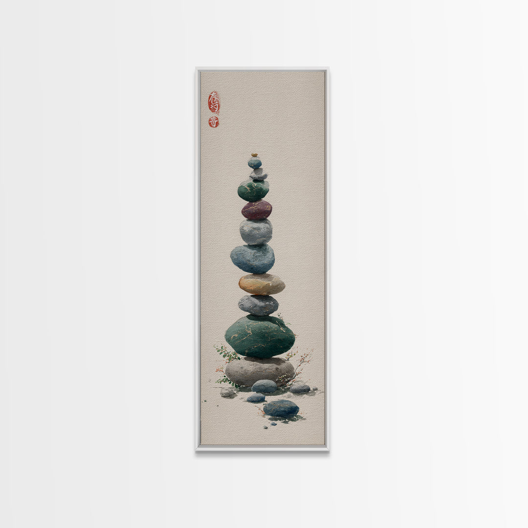 Smooth Pebbles Arranged Framed Canvas Print, Zen Art, Contemporary Art, Living Room Decor, Fine Art, Zen, Wall Art, Home Decor, ZEN-1x3-47