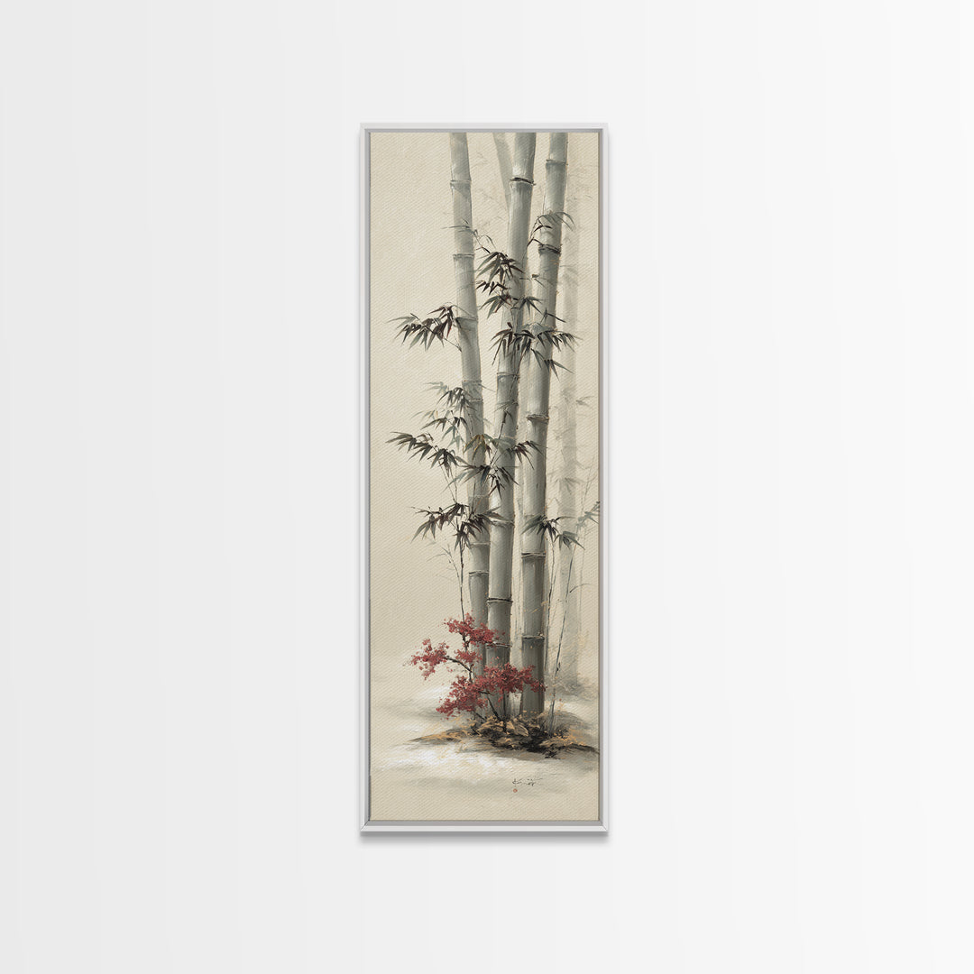 Bamboo Stalks in Sparse Ink Wash Framed Canvas Print, Zen Art, Minimalist Decor, Living Room Decor, Zen, Printable Art, ZEN-1x3-62
