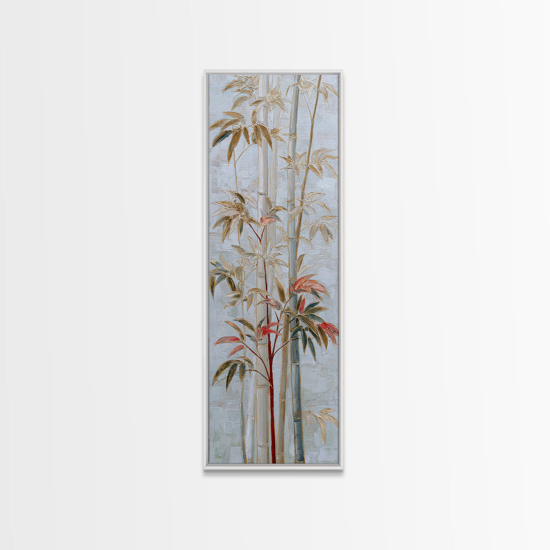 Minimal Bamboo Leaves Canvas Print, Zen Art, Abstract Art, Living Room Decor, Zen, Wabi Sabi Wall Art, Extra Large Wall Art, ZEN-1x3-77