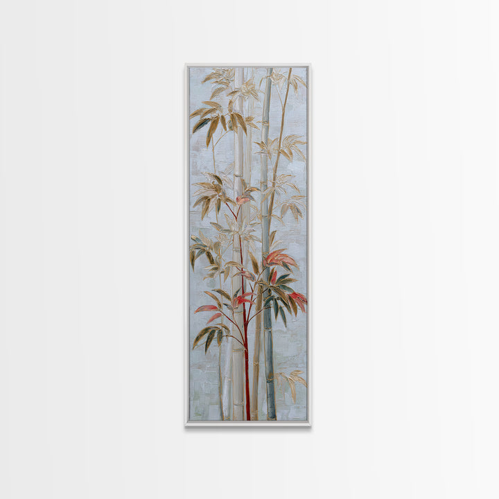 Minimal Bamboo Leaves Canvas Print, Zen Art, Abstract Art, Living Room Decor, Zen, Wabi Sabi Wall Art, Extra Large Wall Art, ZEN-1x3-77