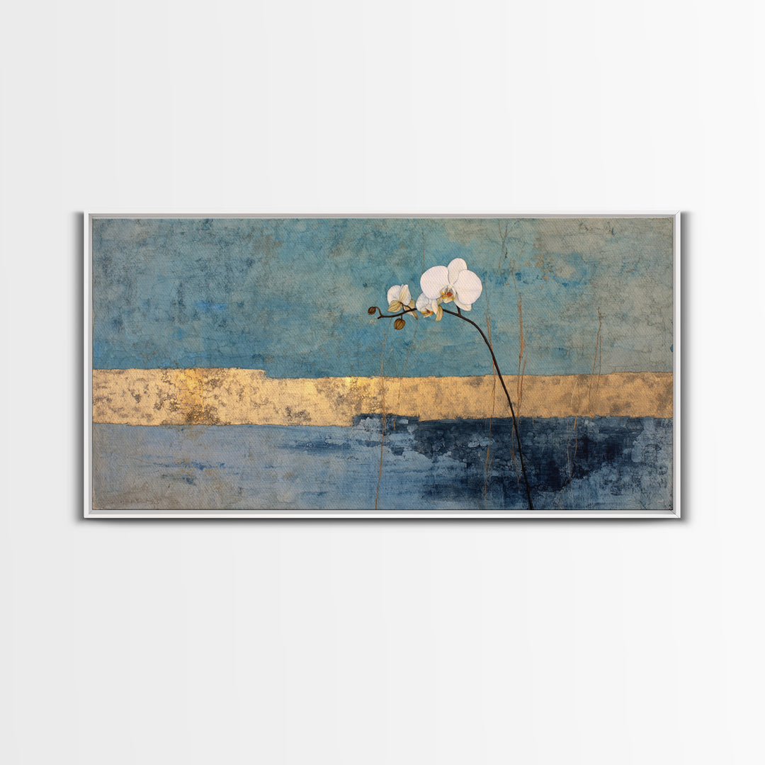 Single Orchid Stem Framed Canvas Print, Zen Art, Contemporary Art, Living Room Decor, Fine Art, Zen, Wall Art, Home Decor, ZEN-2x1-19
